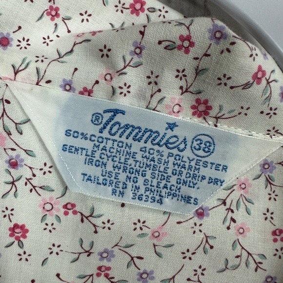 Vintage Ditsy floral print Tommies button up short sleeve pajama top sz 38 M NOS - Picture 2 of 4